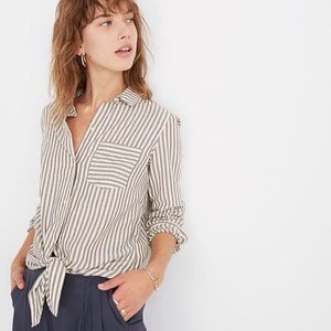 Madewell Tie-Front Shirt in Maitland Stripe